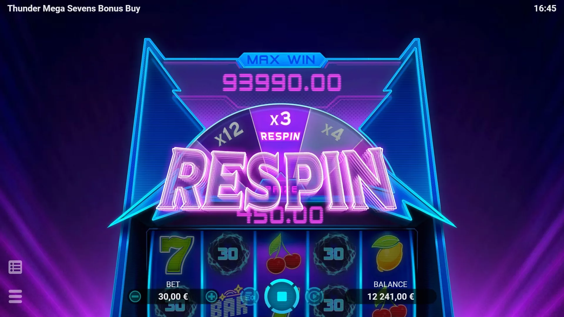 EVO Thunder Mega Sevens Bonus Buy Screenshot