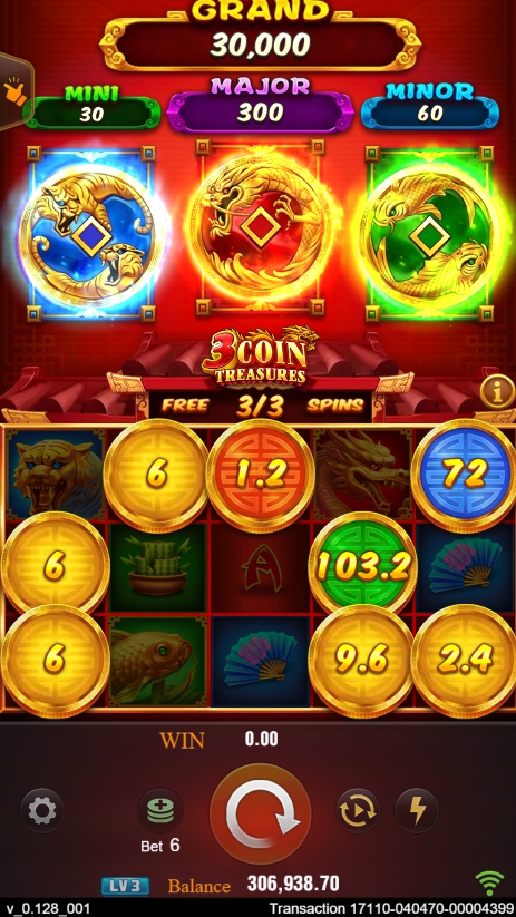 JILI 3 Coin Treasures Screenshot